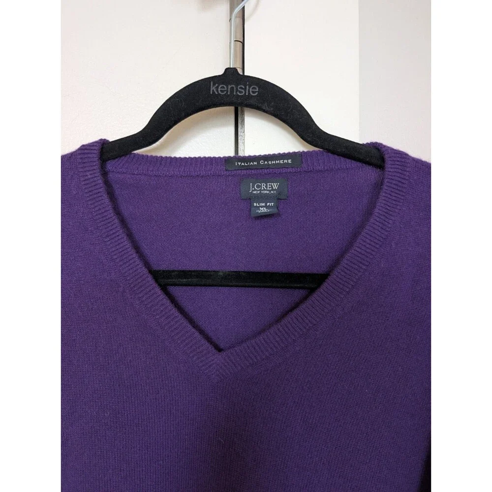 J. Crew Cashmere Purple V Neck Sweater Men's XL